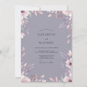 Invitación Boda Frondosa de Pizarra Malva