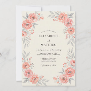Invitación Boda Frondosa de Salmón Coral