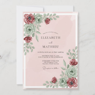 Invitación Boda Frondosa de Suculentas Rosadas