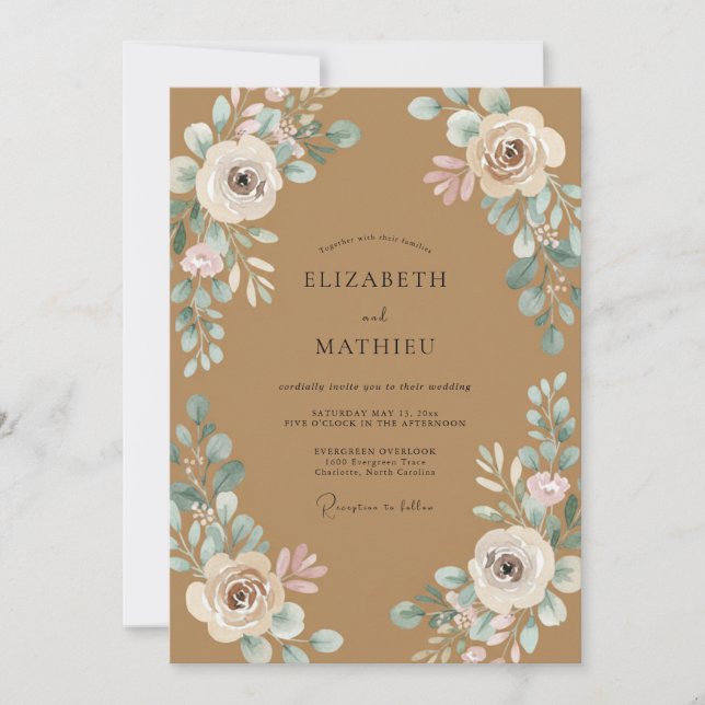 Invitación Boda Frondosa de Tan Aqua (Anverso)