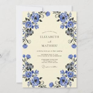 Invitación Boda Frondosa de Vid Cobalt