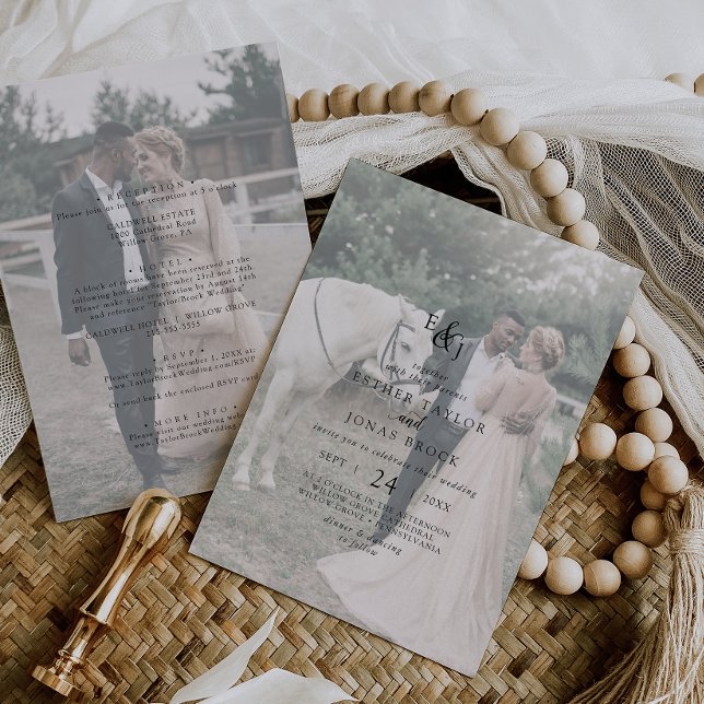Invitación Boda frontal y posterior con guión de cosecha de v (Subido por el creador)