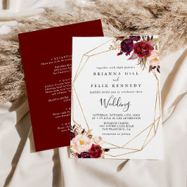 Invitación Boda frontal y posterior de Boho ruítico geométric