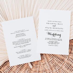 Invitación Boda frontal y posterior de caligrafía moderna