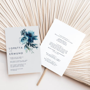 Invitación Boda frontal y posterior de color de agua clásico