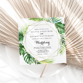 Invitación Boda frontal y posterior de destino geométrico