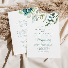 Invitación Boda frontal y posterior de eucalipto verde ventil