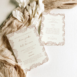 Invitación Boda frontal y posterior de la terracota de crema