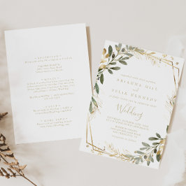 Invitación Boda frontal y posterior de la vegetación geométri