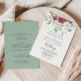 Invitación Boda frontal y posterior del eucalipto contemporán