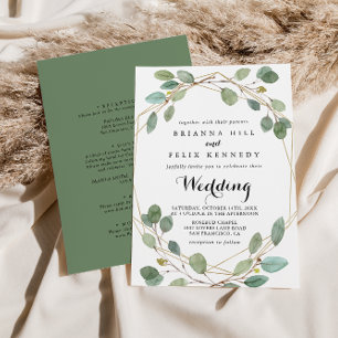 Invitación Boda frontal y posterior del eucalipto de la energ
