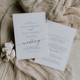 Invitación Boda frontal y posterior gris plateado de Moda Boh