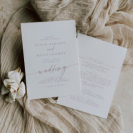 Invitación Boda frontal y posterior rosado de Rubor Moda Boho