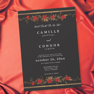 Invitación Boda Frontera de Rosa Roja Gótica Hasta la Muerte