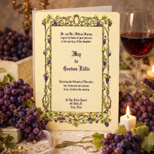 Invitación Boda Frontera de Vid y Palomas Art Nouveau