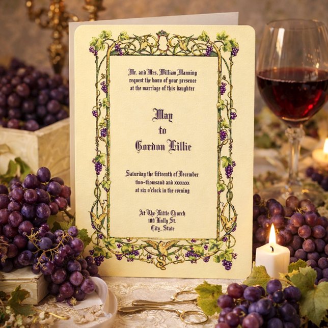Invitación Boda Frontera de Vid y Palomas Art Nouveau (Subido por el creador)