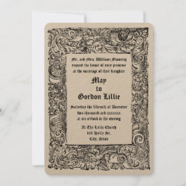 Invitación Boda fronterizo de bloques de madera renacentista