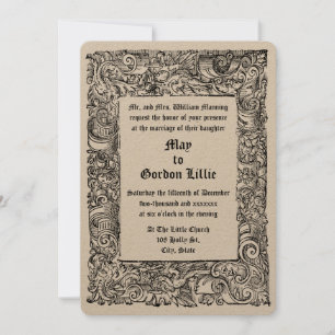 Invitación Boda fronterizo de bloques de madera renacentista 