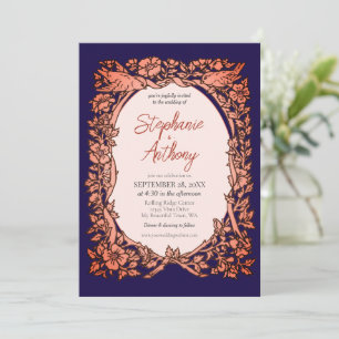 Invitación Boda fronterizo de Copper Azul de Marina Oscura