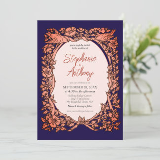 Invitación Boda fronterizo de Copper Azul de Marina Oscura