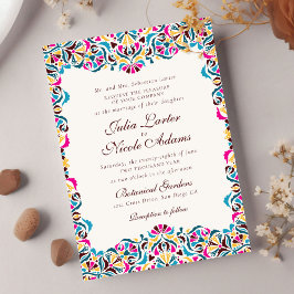 Invitación Boda Fronterizo de Estilo Marfil De Lujo Brillante