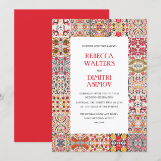 Invitación Boda fronterizo de Khokhloma, arte popular ruso