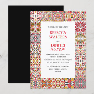 Invitación Boda fronterizo de Khokhloma, arte popular ruso