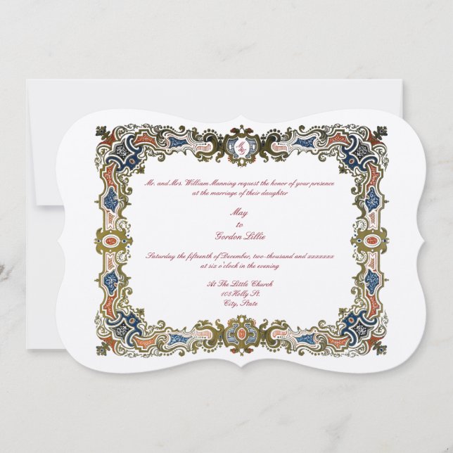 Invitación Boda fronterizo de la era georgiana antigua (Anverso)