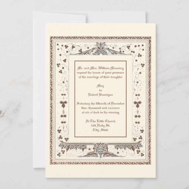 Invitación Boda fronterizo de la era victoriana Kate Greenawa (Anverso)
