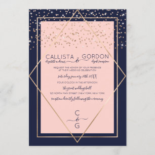 Invitación Boda fronterizo de oro rosado de la Marina