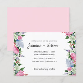 Invitación Boda fronterizo floral de Boho Pink lilac ruso