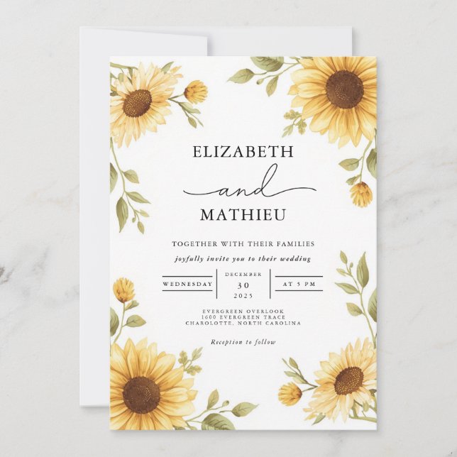Invitación Boda fronterizo ruso del girasol (Anverso)