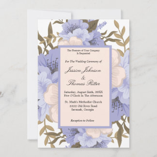 Invitación Boda Froral Romántico Violeta Y Salto En