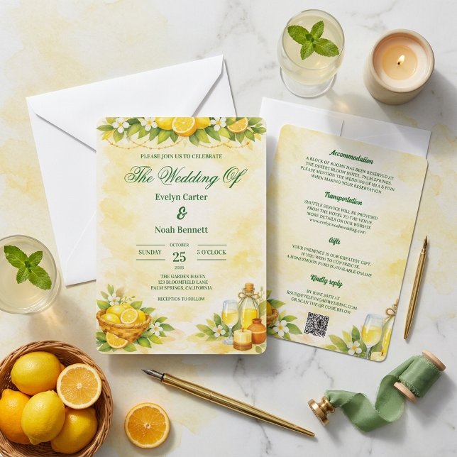 Invitación Boda Frutal de Limón con Acuarela (Subido por el creador)