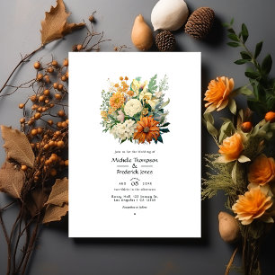 Invitación Boda fuera de blanco, verde cazador, marrón y Nara