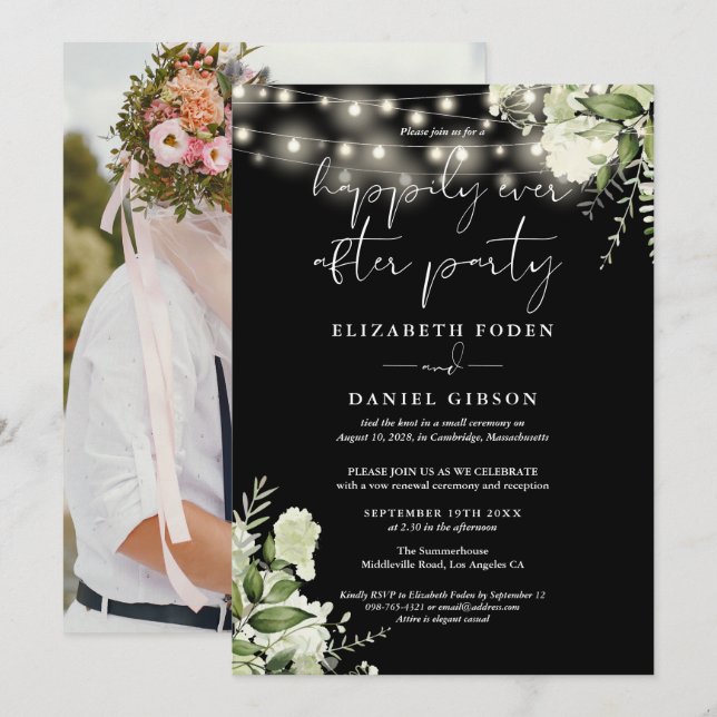 Invitación Boda Fugada Greenery Happily Ever After Foto (Anverso / Reverso)