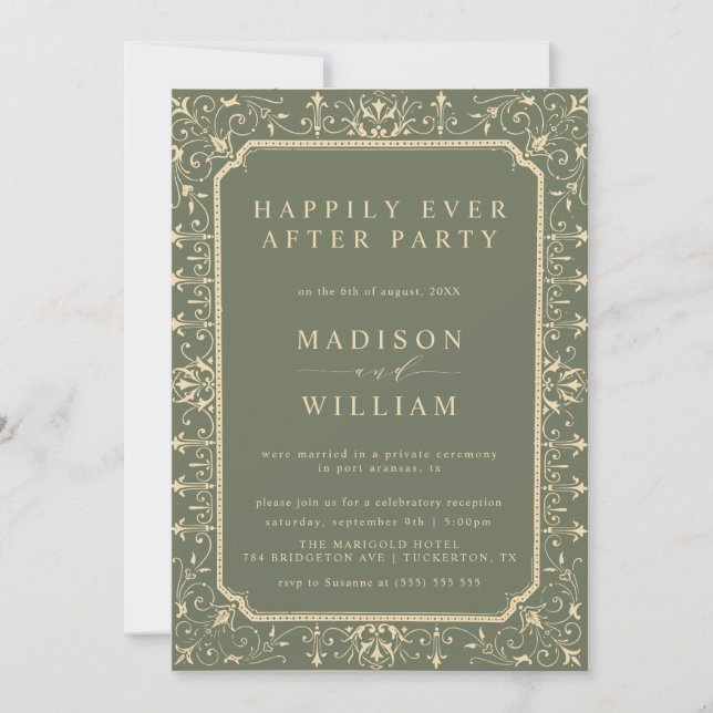 Invitación Boda Fugaz de Libro Antiguo Felices para Siempre (Anverso)