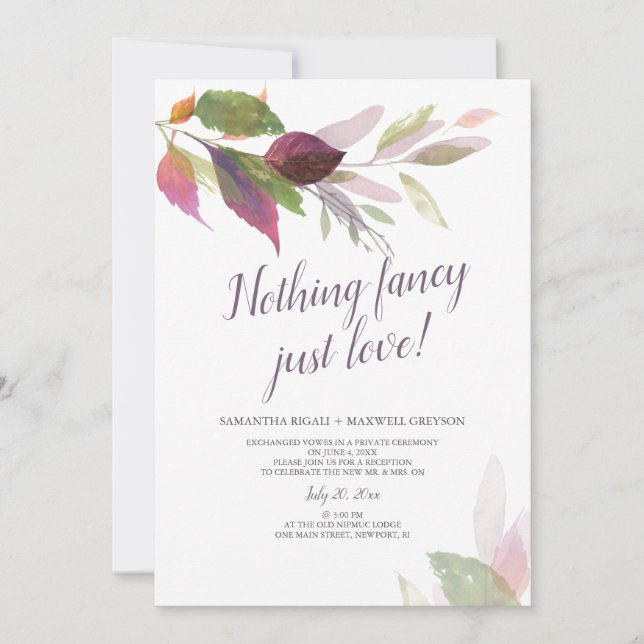 Invitación Boda Fugaz Nada Lujoso Solo Amor (Anverso)