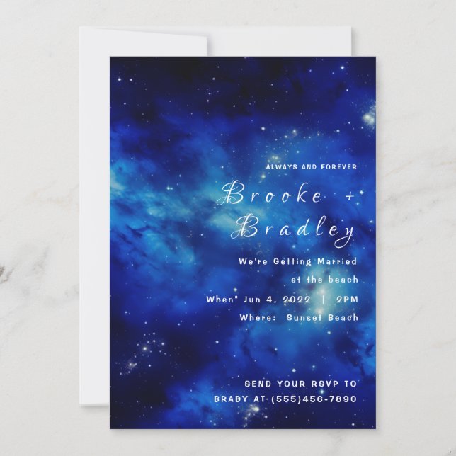 Invitación Boda Galaxia Océano Celestial (Anverso)