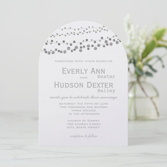 Invitación Boda Garland de los tonos grises modernos (Anverso de pie)