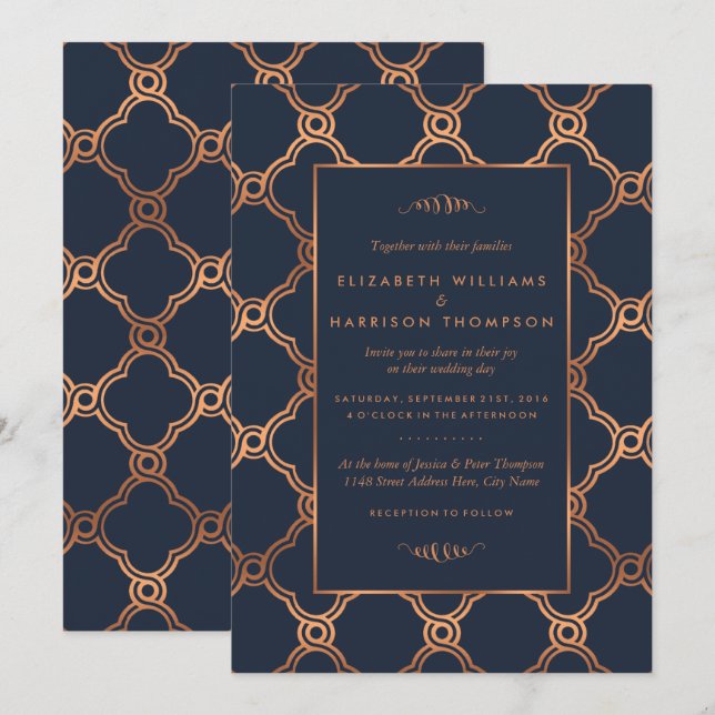 Invitación Boda Gatsby de Art Deco Geométrico Vintage (Anverso / Reverso)