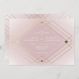 Invitación Boda Gatsby de Decoro Geométrico Dorado Diamante