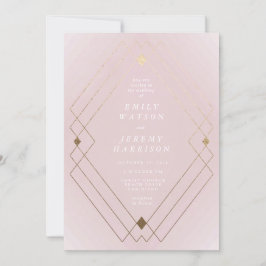 Invitación Boda Gatsby de Decoro Geométrico Dorado Diamante
