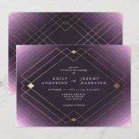 Boda Gatsby de Decoro Geométrico Púrpura Oro Diama