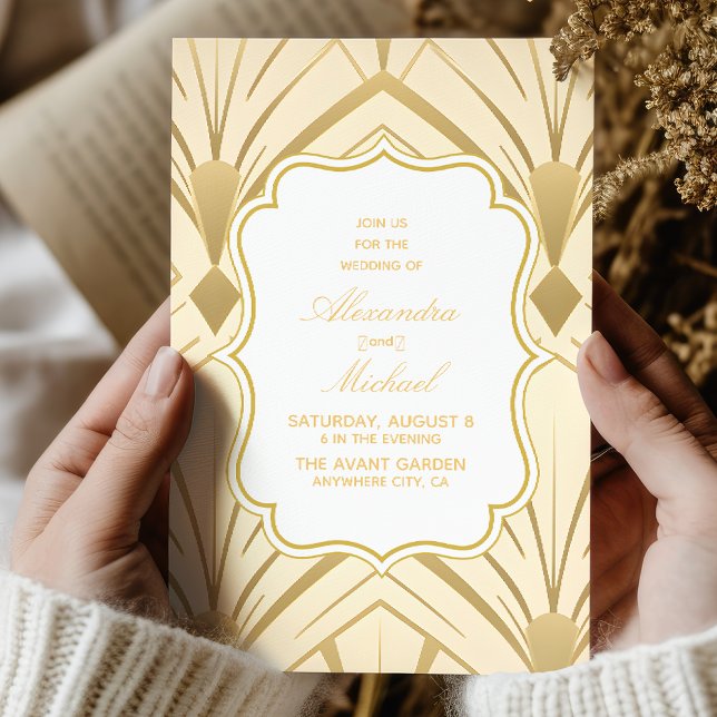 Invitación Boda Gatsby de Oro Geométrico (Subido por el creador)