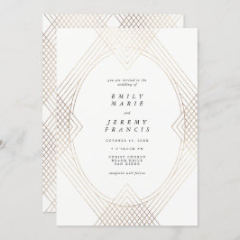 Invitación Boda Gatsby de Oval Geométrico Art Deco Oval blanc