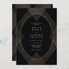 Invitación Boda Gatsby de Oval Geométrico Art Deco Oval de Or