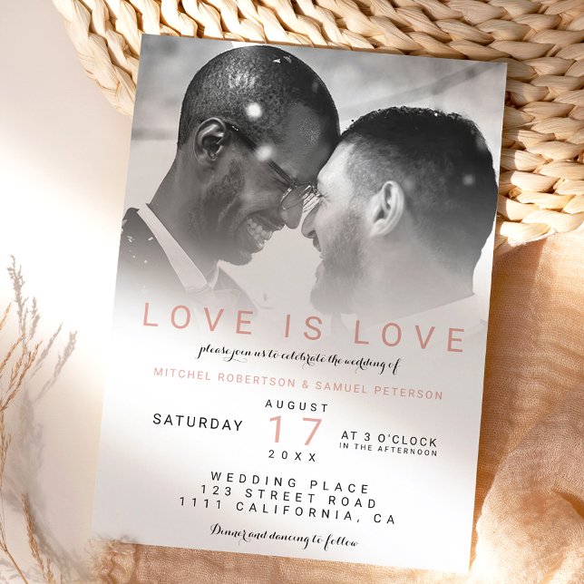 Invitación Boda gay blanco oscuro moderno (Subido por el creador)