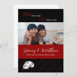 Invitación Boda gay Boda de fotografía negro y borgoña