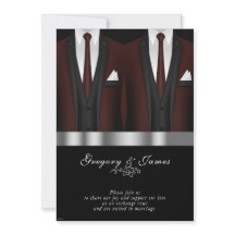 Boda gay Borgoña Tuxedo Plata Negro